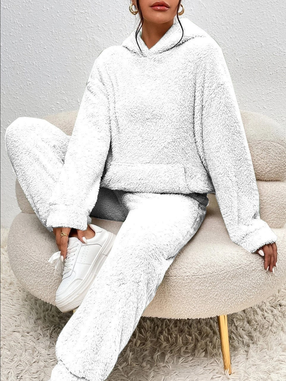 Conjunto de Sudadera con Capucha y Pantalón de Chándal para Mujer en Polar Suave