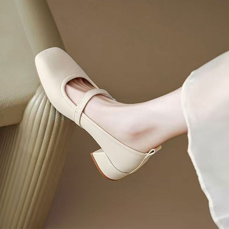 Zapatos de Salón Mary Jane con Tacón de Bloque y Punta Cuadrada para Mujer