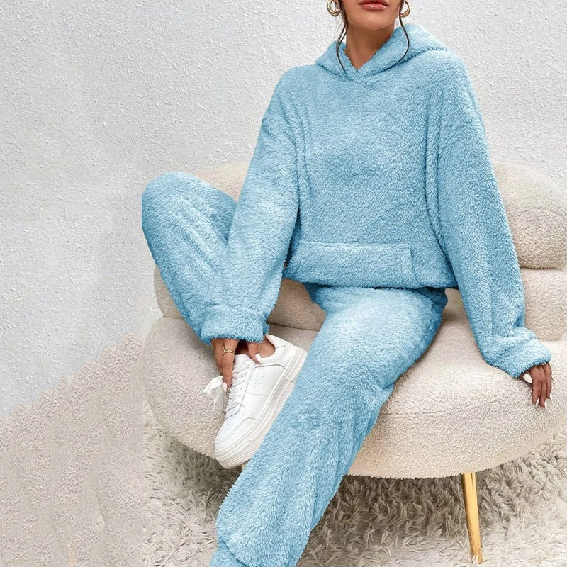 Conjunto de Sudadera con Capucha y Pantalón de Chándal para Mujer en Polar Suave