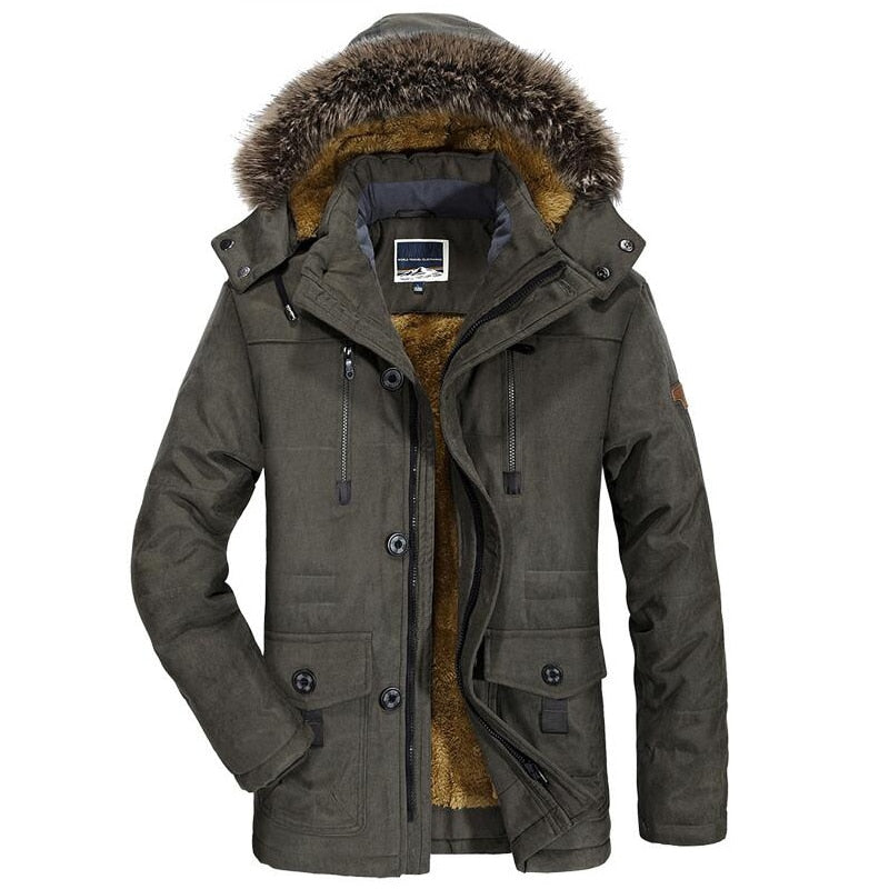 Parka Impermeable para Hombre con Forro Polar y Capucha con Ribete