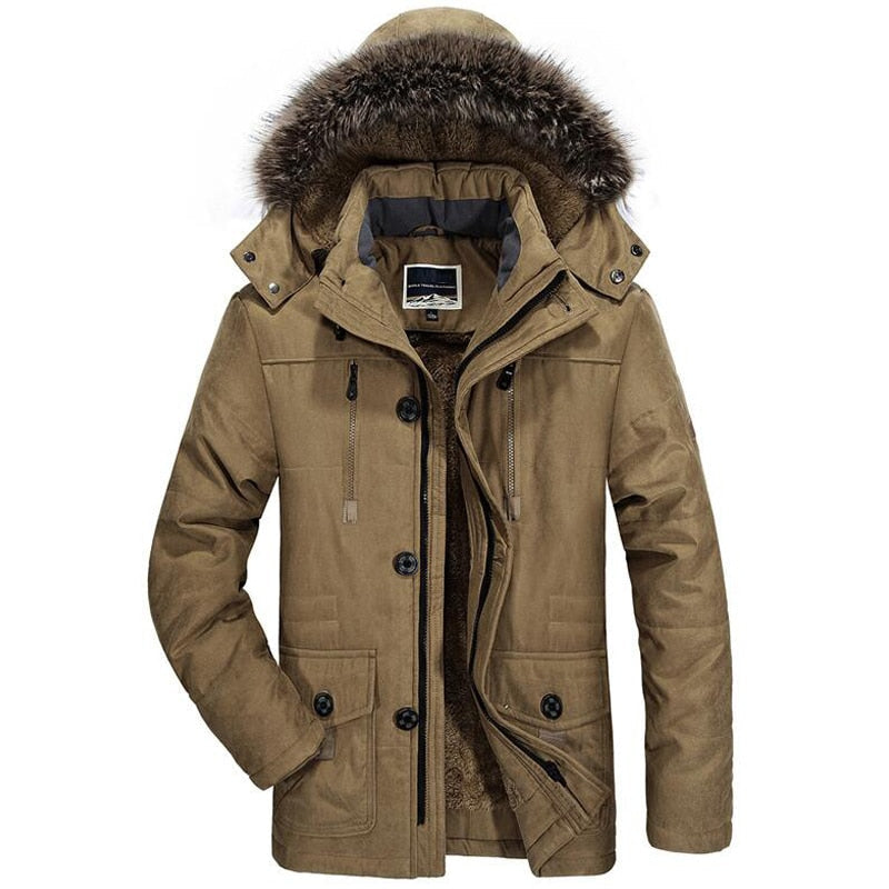 Parka Impermeable para Hombre con Forro Polar y Capucha con Ribete