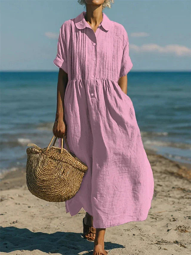 Vestido Camisero Mujer Midi Estilo Casual