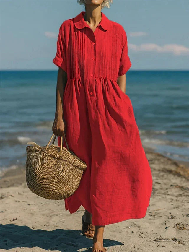 Vestido Camisero Mujer Midi Estilo Casual
