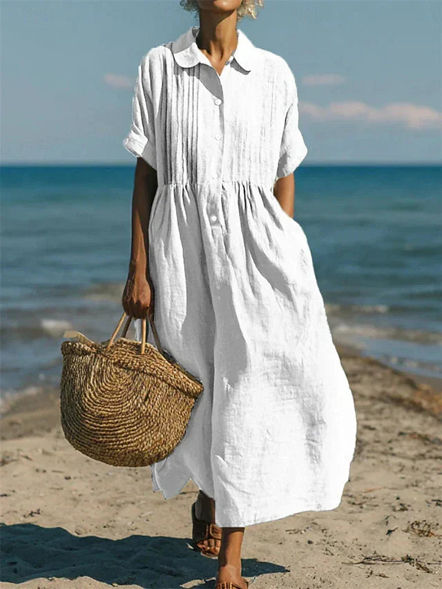 Vestido Camisero Mujer Midi Estilo Casual