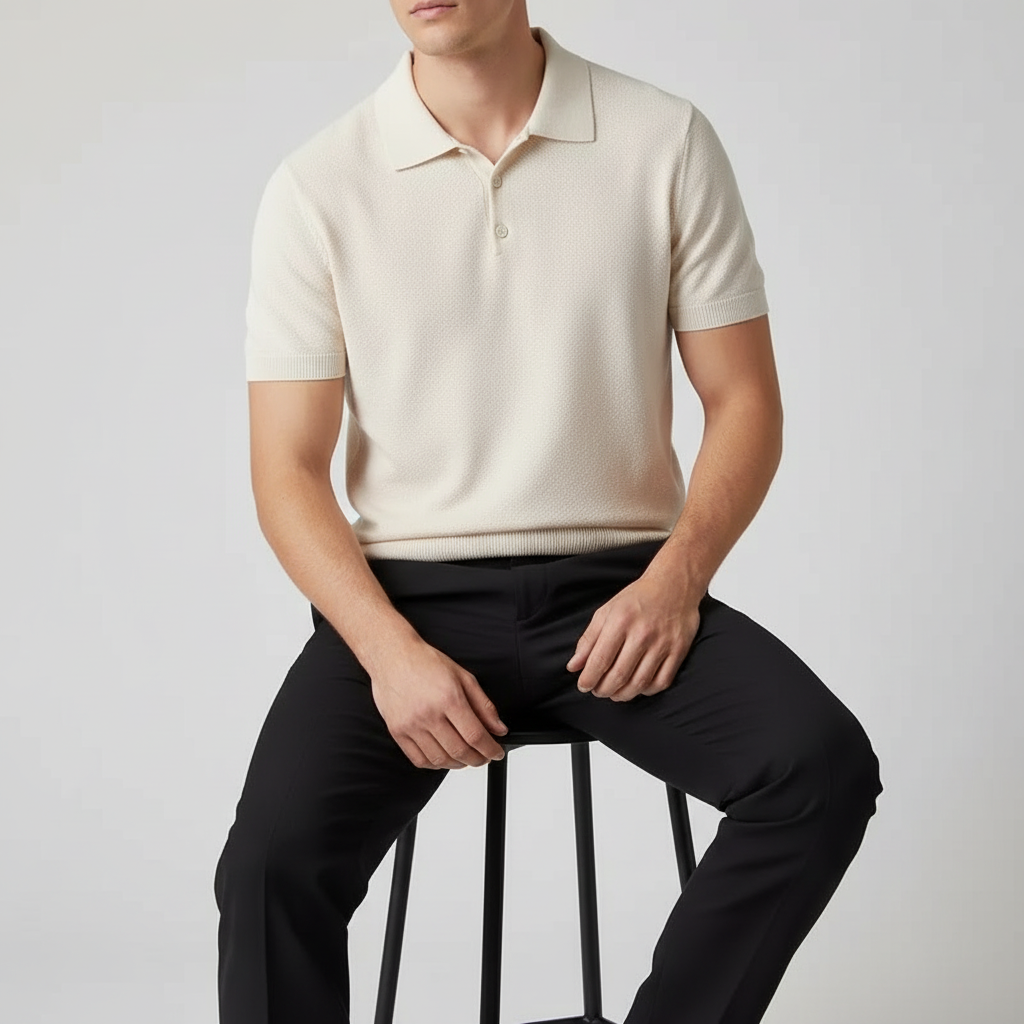 Polo de punto para hombre de algodón con corte sastre — casual
