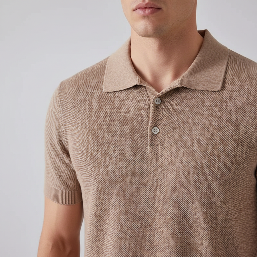 Polo de punto para hombre de algodón con corte sastre — casual