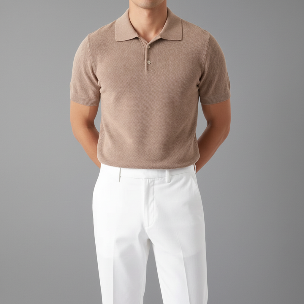 Polo de punto para hombre de algodón con corte sastre — casual