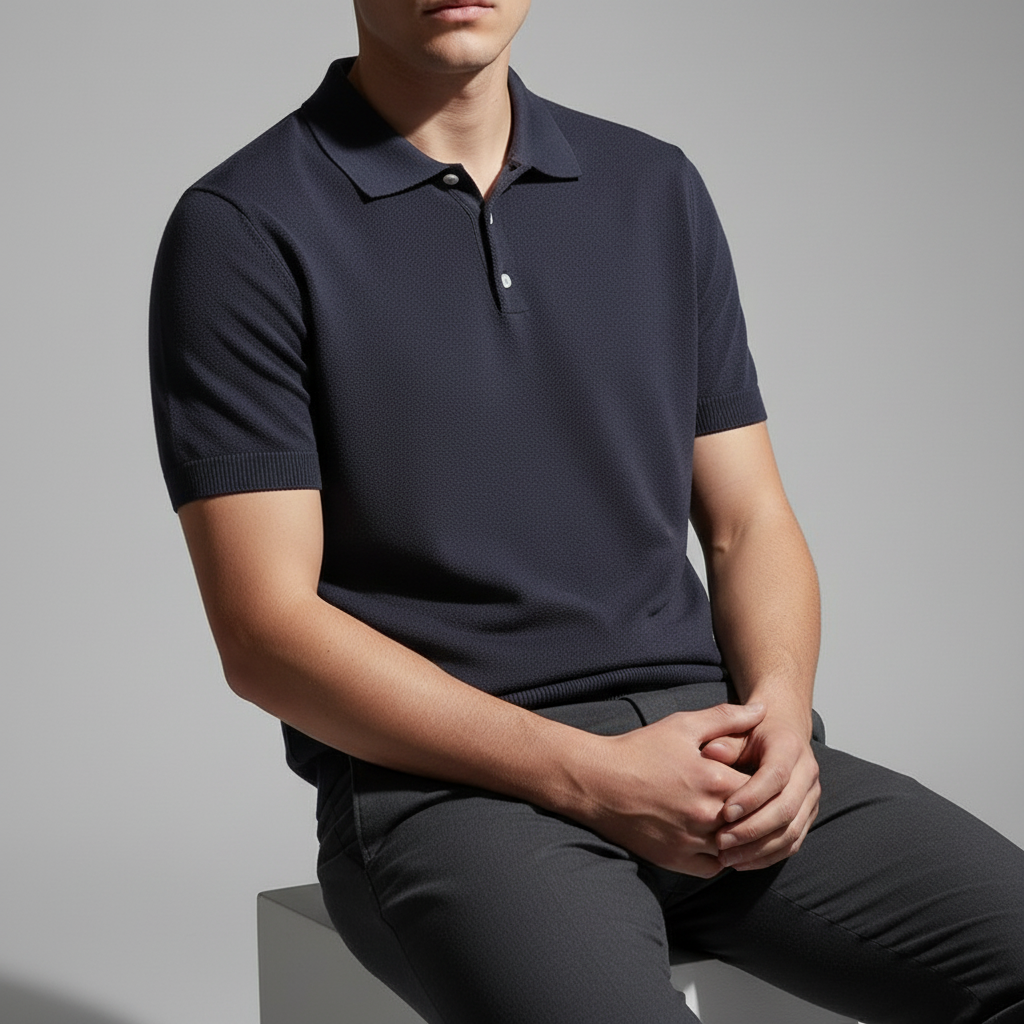 Polo de punto para hombre de algodón con corte sastre — casual