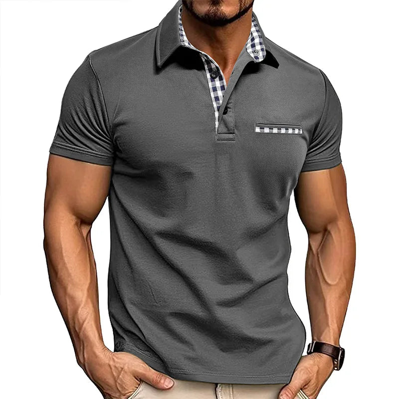 Polo hombre algodón bolsillo frontal clásico