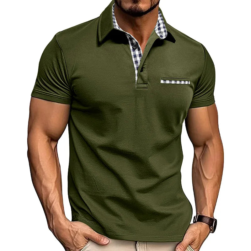 Polo hombre algodón bolsillo frontal clásico