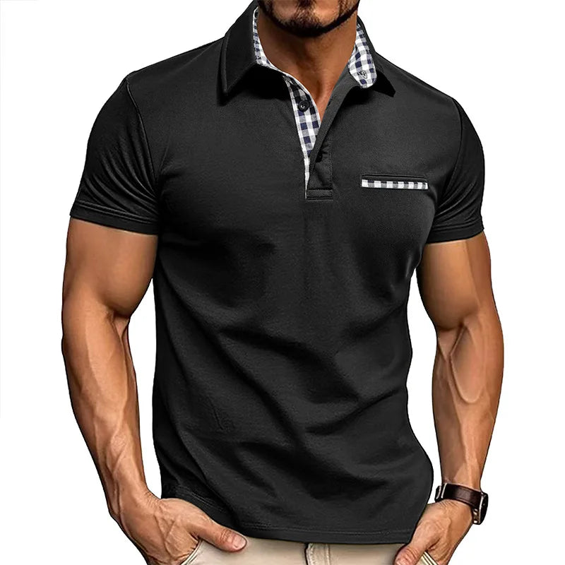 Polo hombre algodón bolsillo frontal clásico