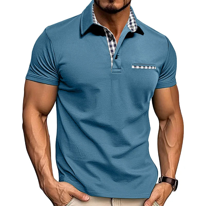 Polo hombre algodón bolsillo frontal clásico