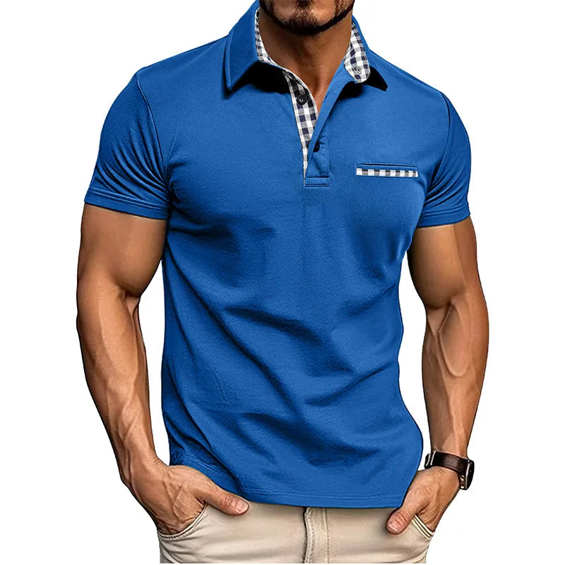 Polo hombre algodón bolsillo frontal clásico