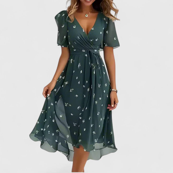 Vestido corto con vuelo | vestido floral para ocasiones