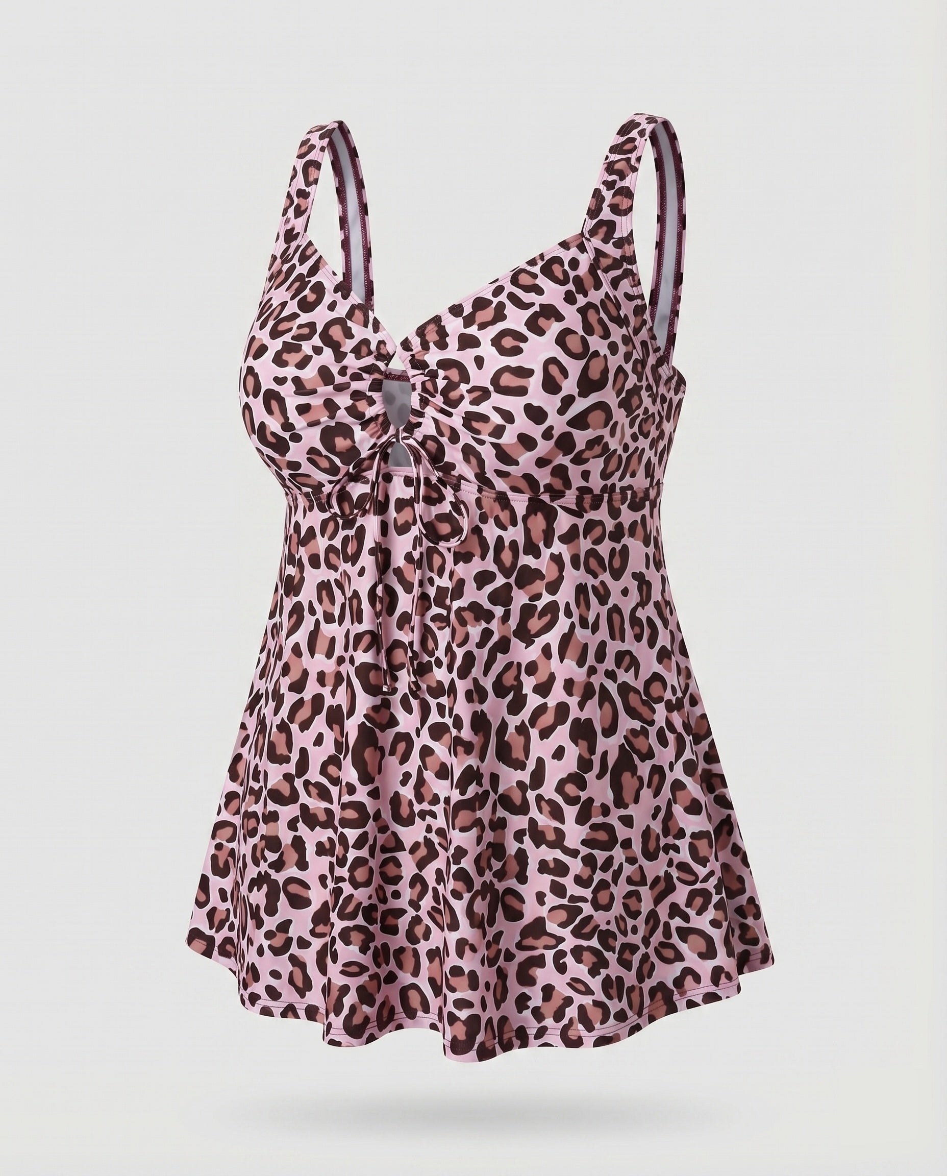 Top de Tankini de Talle Alto para Mujer con Escote Keyhole y Dobladillo de Túnica