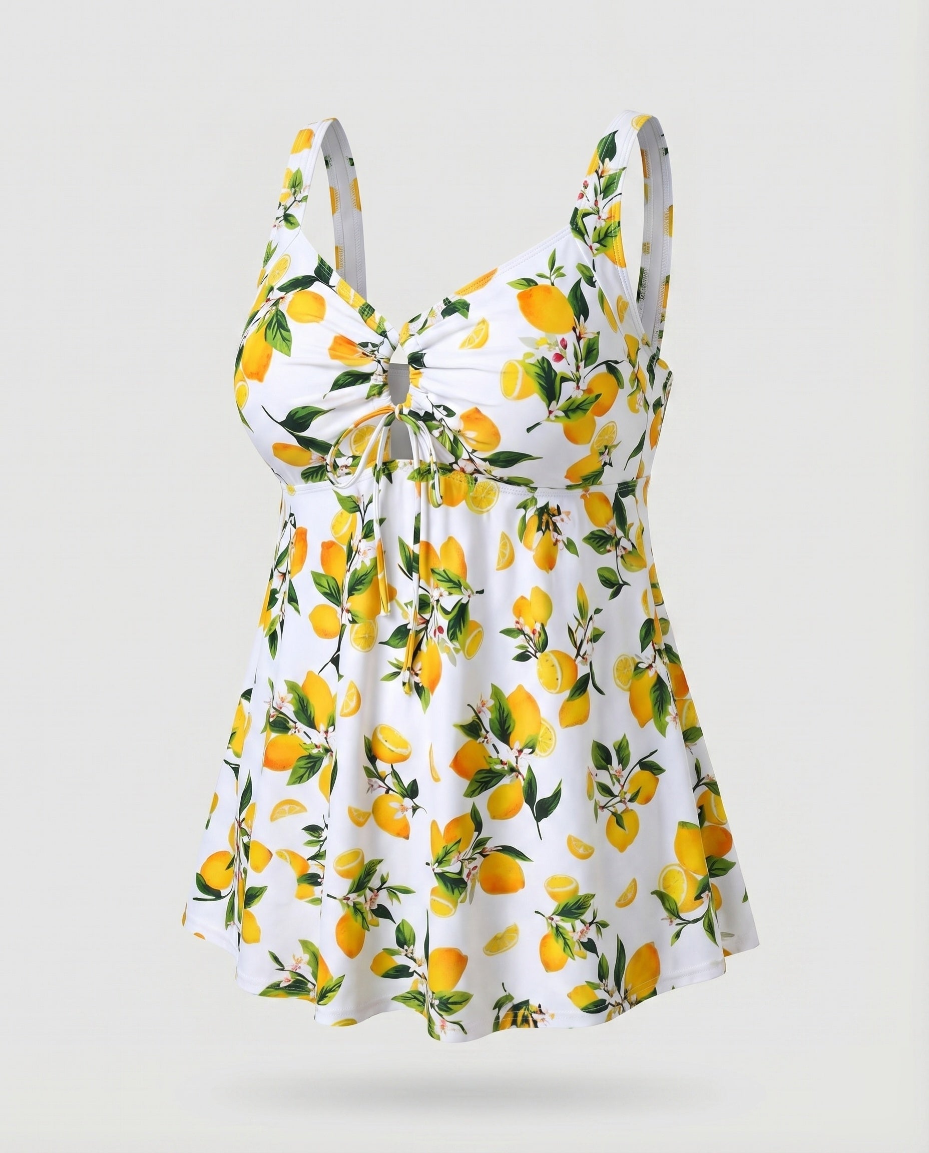 Top de Tankini de Talle Alto para Mujer con Escote Keyhole y Dobladillo de Túnica