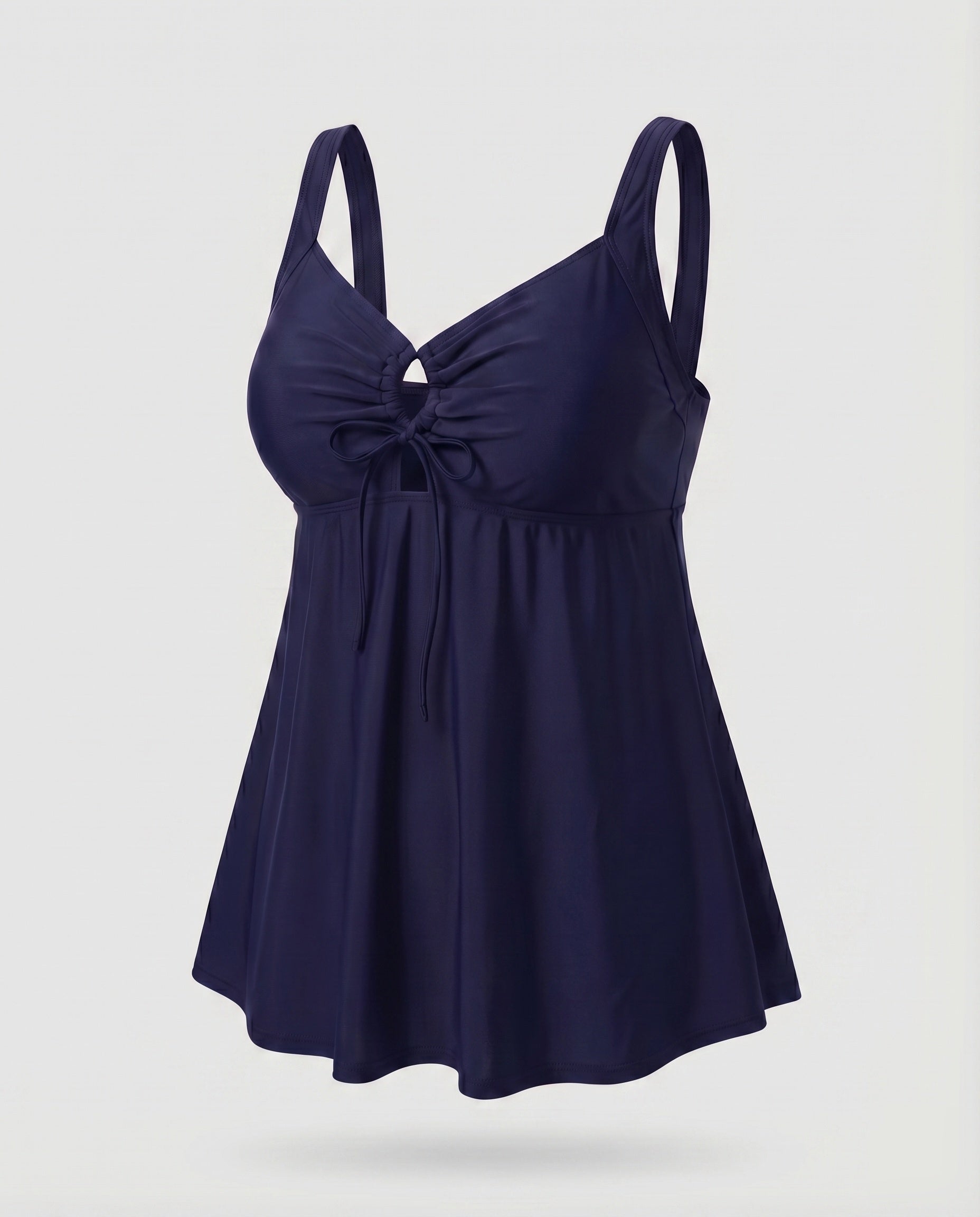 Top de Tankini de Talle Alto para Mujer con Escote Keyhole y Dobladillo de Túnica