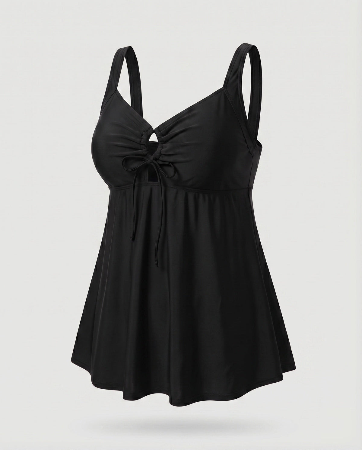 Top de tankini de cintura alta para mulher com decote keyhole e bainha de túnica