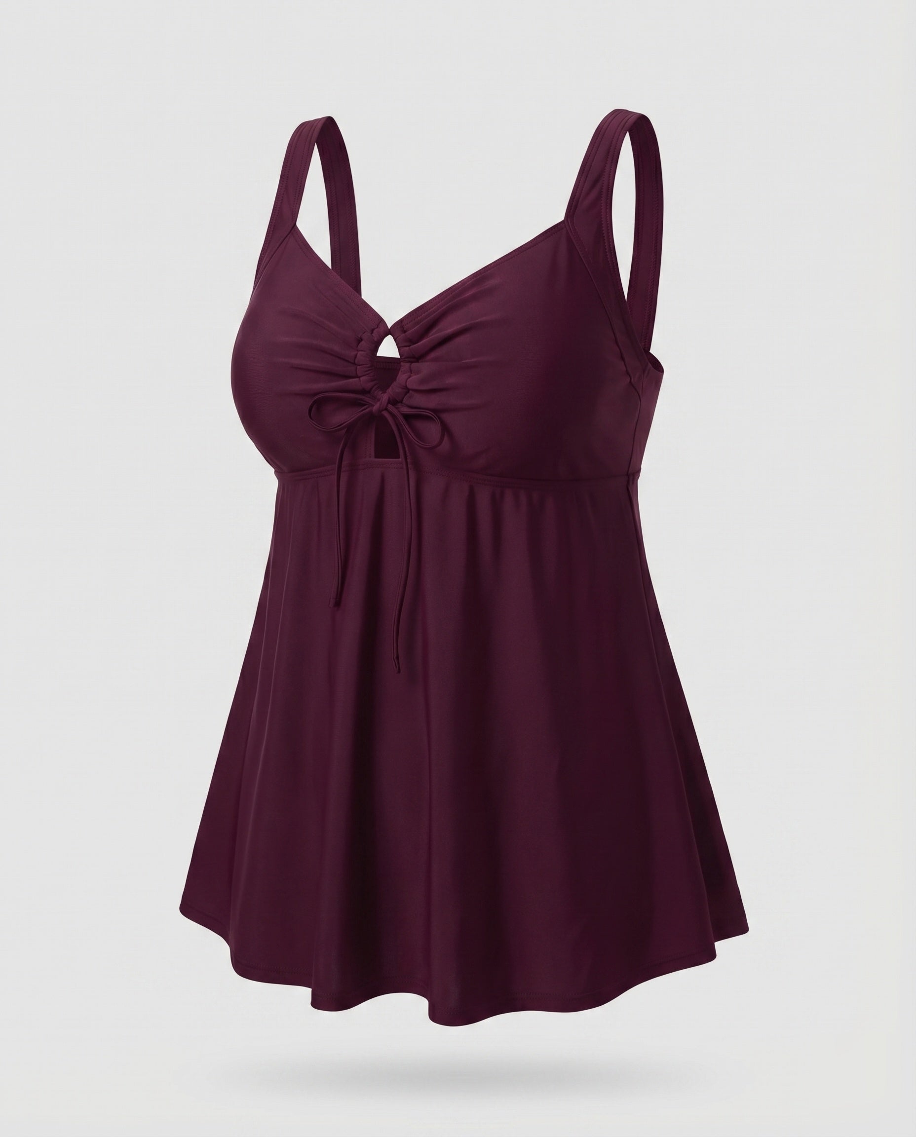 Top de Tankini de Talle Alto para Mujer con Escote Keyhole y Dobladillo de Túnica