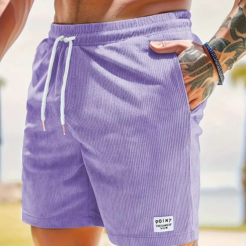 Pantalones cortos de pana para hombre - bermudas con cordón ajustables