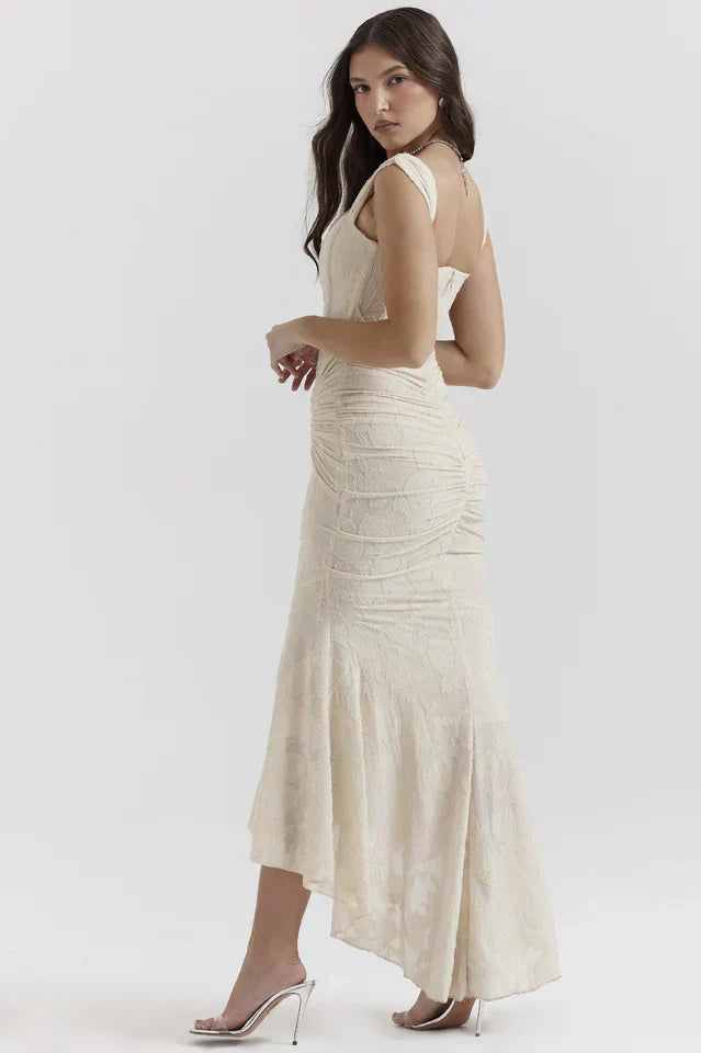Vestido de Gala Corte Sirena de Encaje con Hombros Descubiertos para Mujer