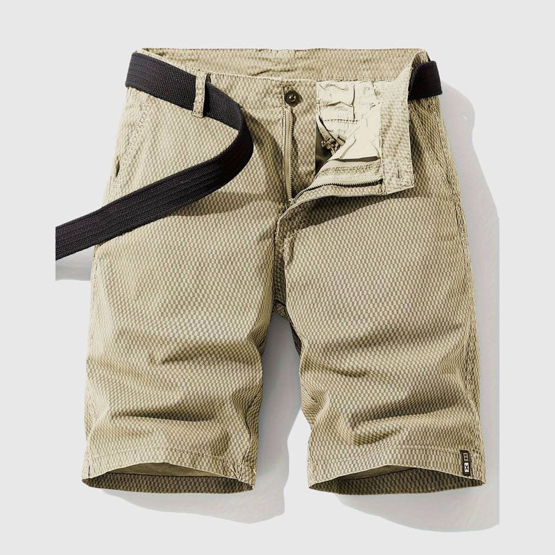 Pantalones Cortos de Algodón con Patrón de Cuadrícula y Cierre de Cremallera para Hombre