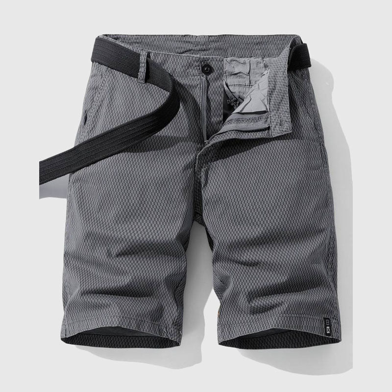 Pantalones Cortos de Algodón con Patrón de Cuadrícula y Cierre de Cremallera para Hombre