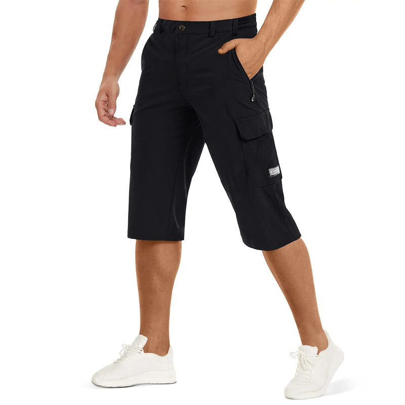 Pantalones Capri de Senderismo para Hombre de Secado Rápido con Bolsillos con Cremallera