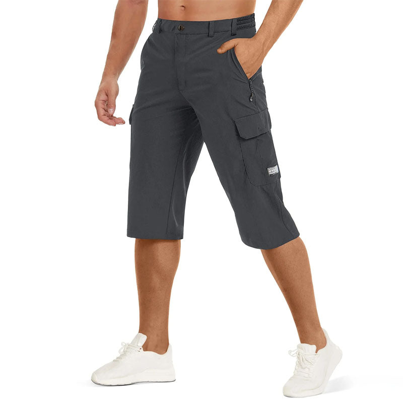 Pantalones Capri de Senderismo para Hombre de Secado Rápido con Bolsillos con Cremallera
