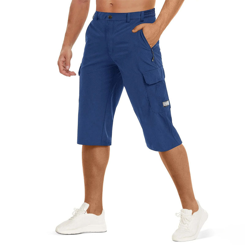 Pantalones Capri de Senderismo para Hombre de Secado Rápido con Bolsillos con Cremallera