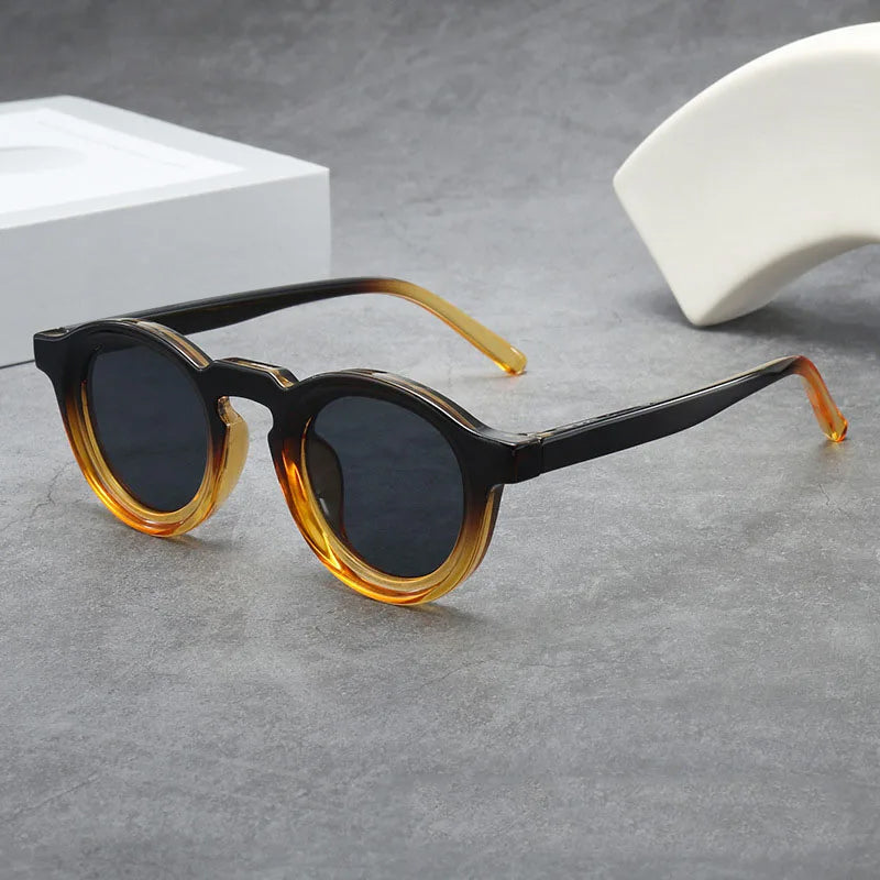 Óculos de Sol Redondos Retro Armação Pequena Proteção UV400 Unissexo Lentes Tintadas