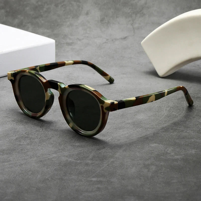 Óculos de Sol Redondos Retro Armação Pequena Proteção UV400 Unissexo Lentes Tintadas