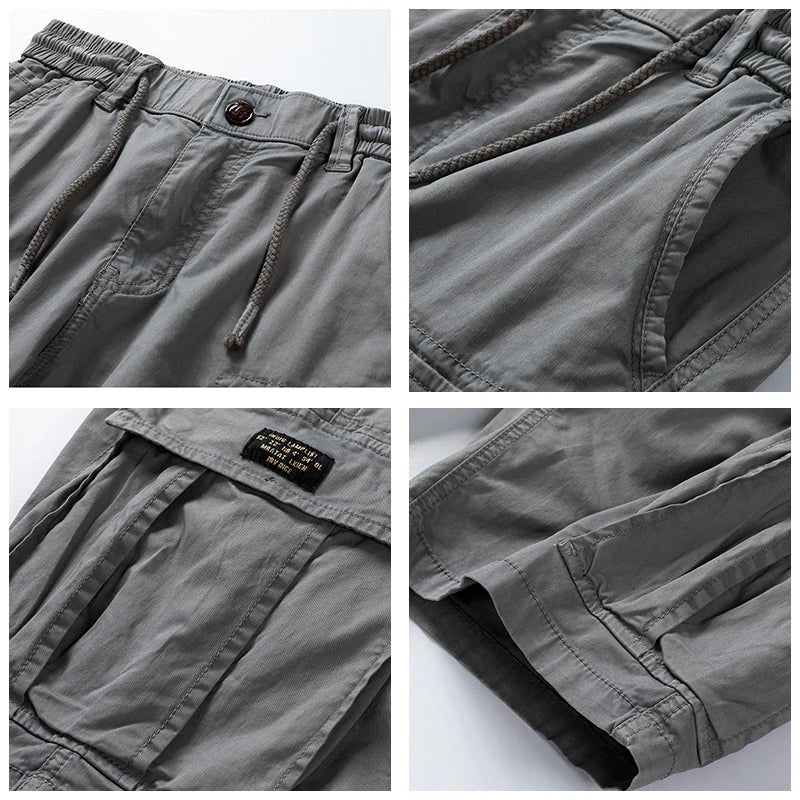 Pantalones cortos cargo — algodón duradero con multibolsillos — ocio