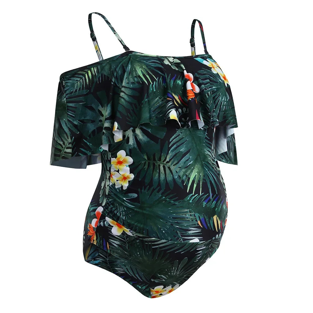 Traje de baño premamá de una pieza estampado para natación