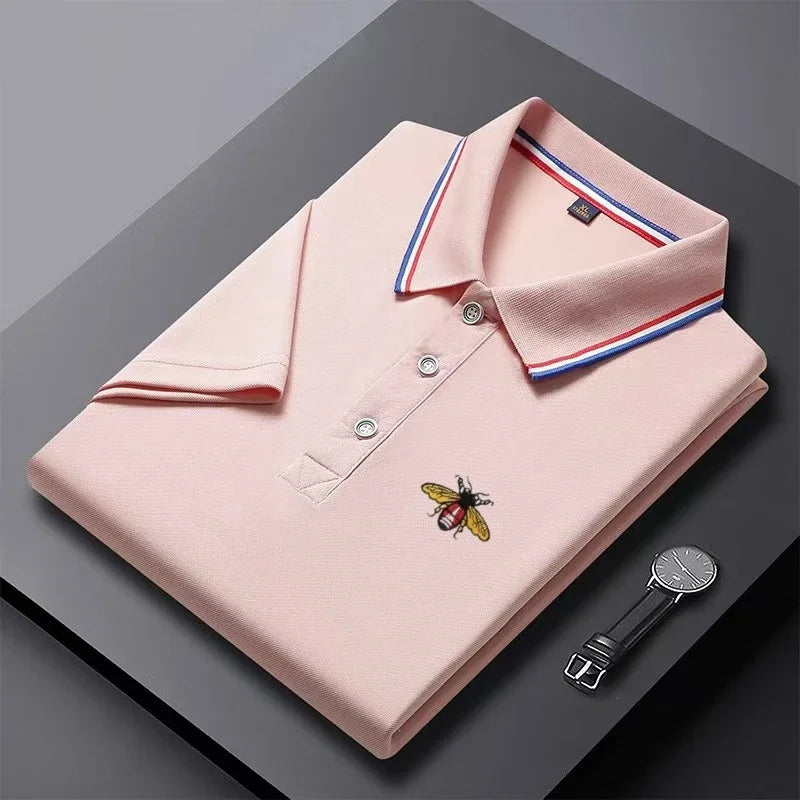 Polo de manga corta para hombre - bordado con botones - casual diario