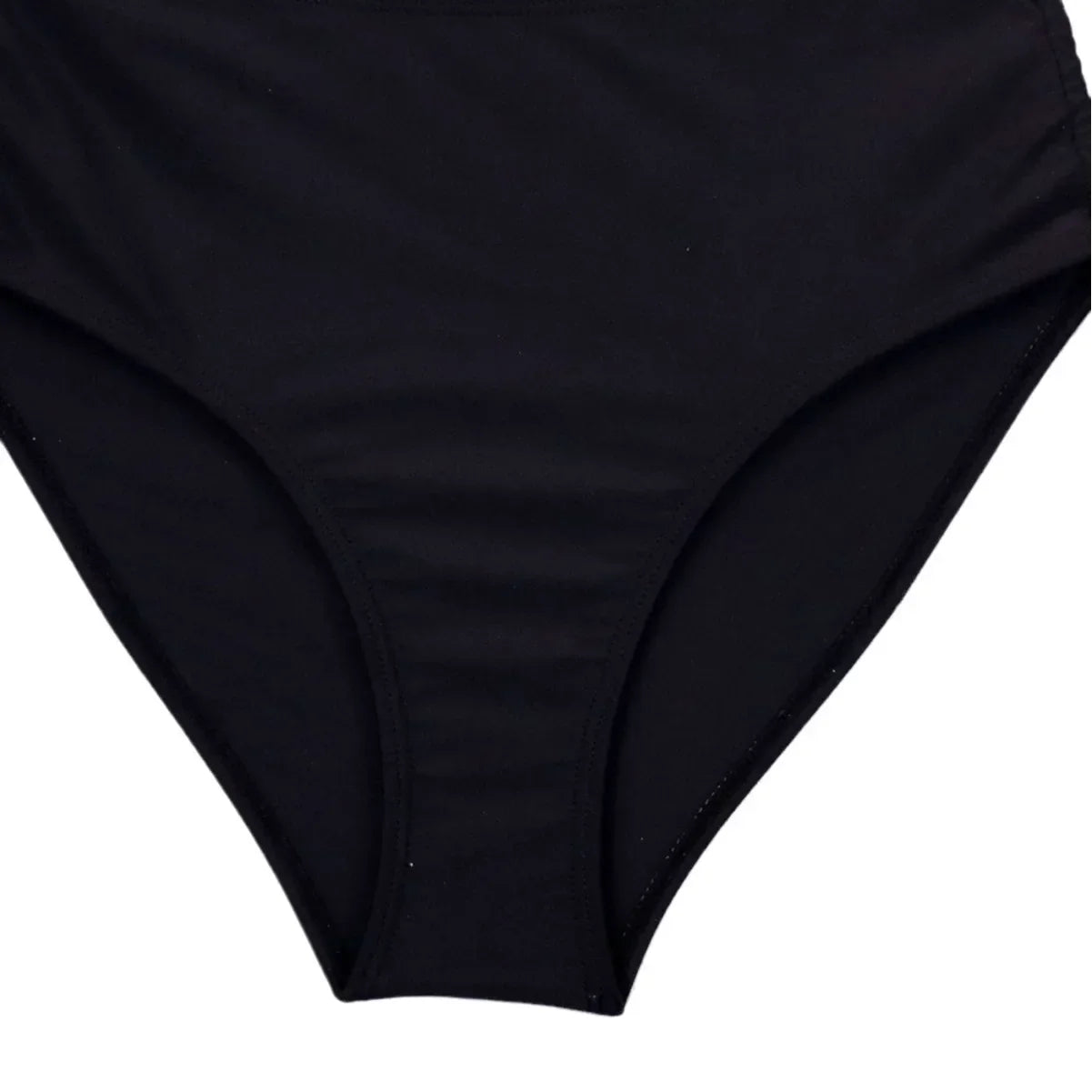 Maillot tankini taille haute avec décolleté en V et culotte ajustable à cordon