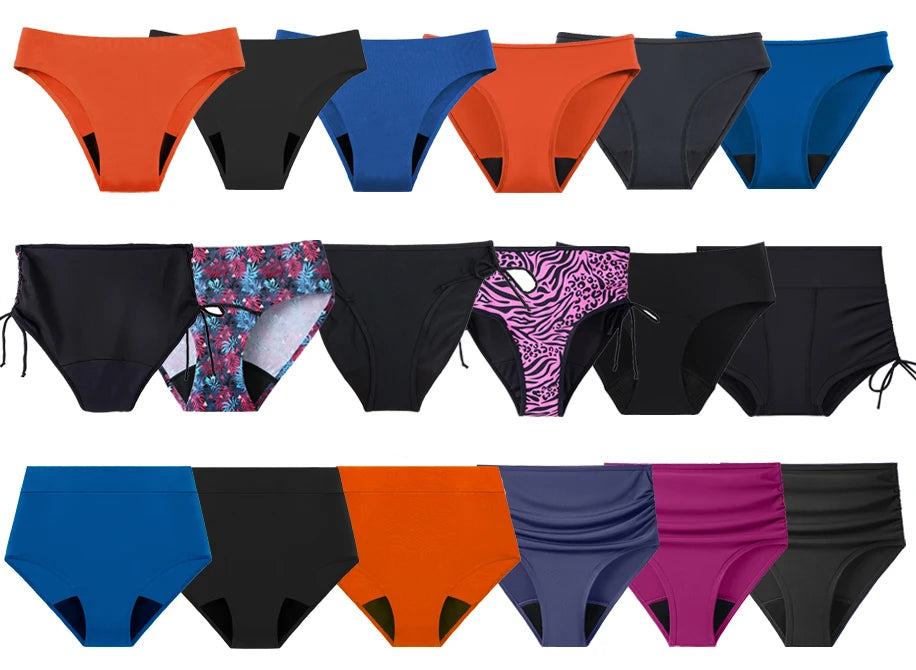 Costume da bagno per il ciclo mestruale da donna con vita alta