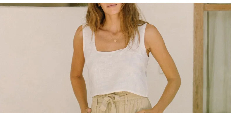 Pantalones de Lino para Mujer de Pierna Ancha con Cintura Elástica y Lazo