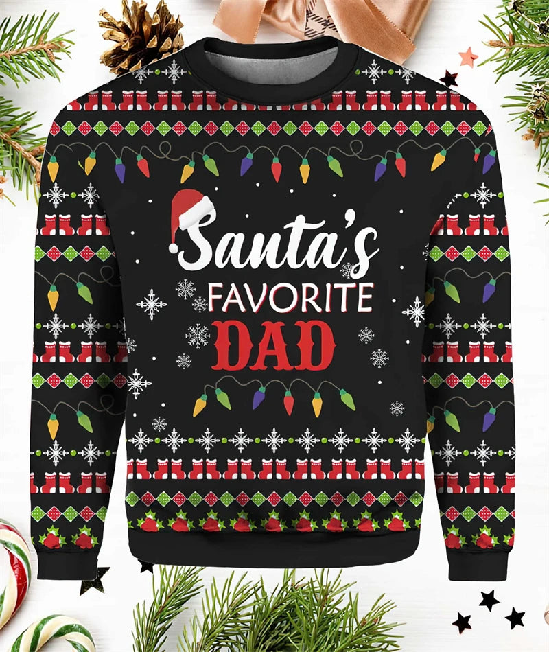 Men’s Oversized Crew Neck Sweatshirt with 3D Print and Long Sleeves