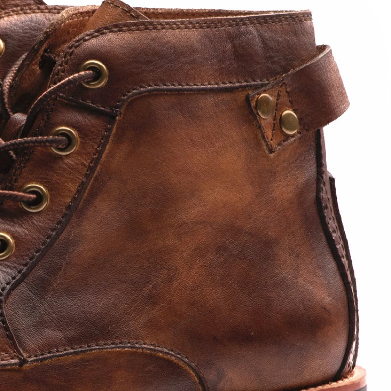 Botas de Cuero para Hombre con Cierre de Cremallera y Cordones
