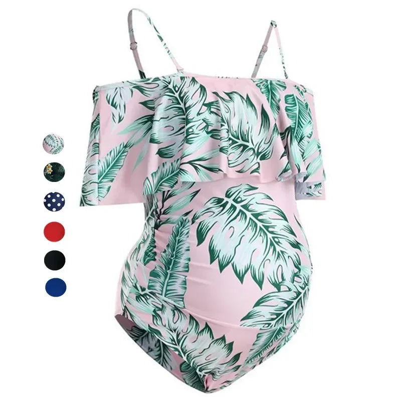 Traje de baño premamá de una pieza estampado para natación