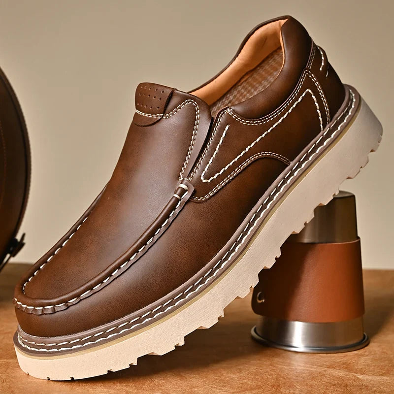 Mocasines de cuero hombre — suela de goma antideslizante — trabajo