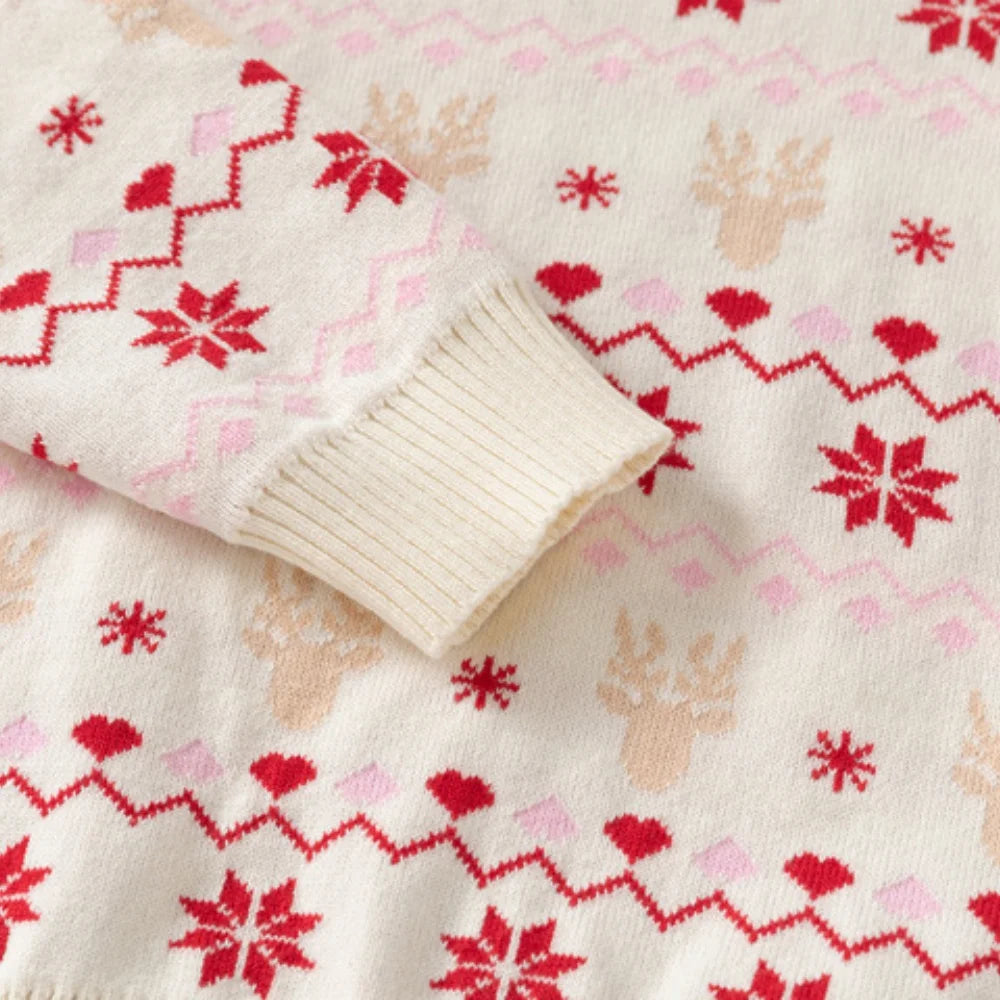 Pull de Noël unisexe pour enfant en coton et polyester à col rond