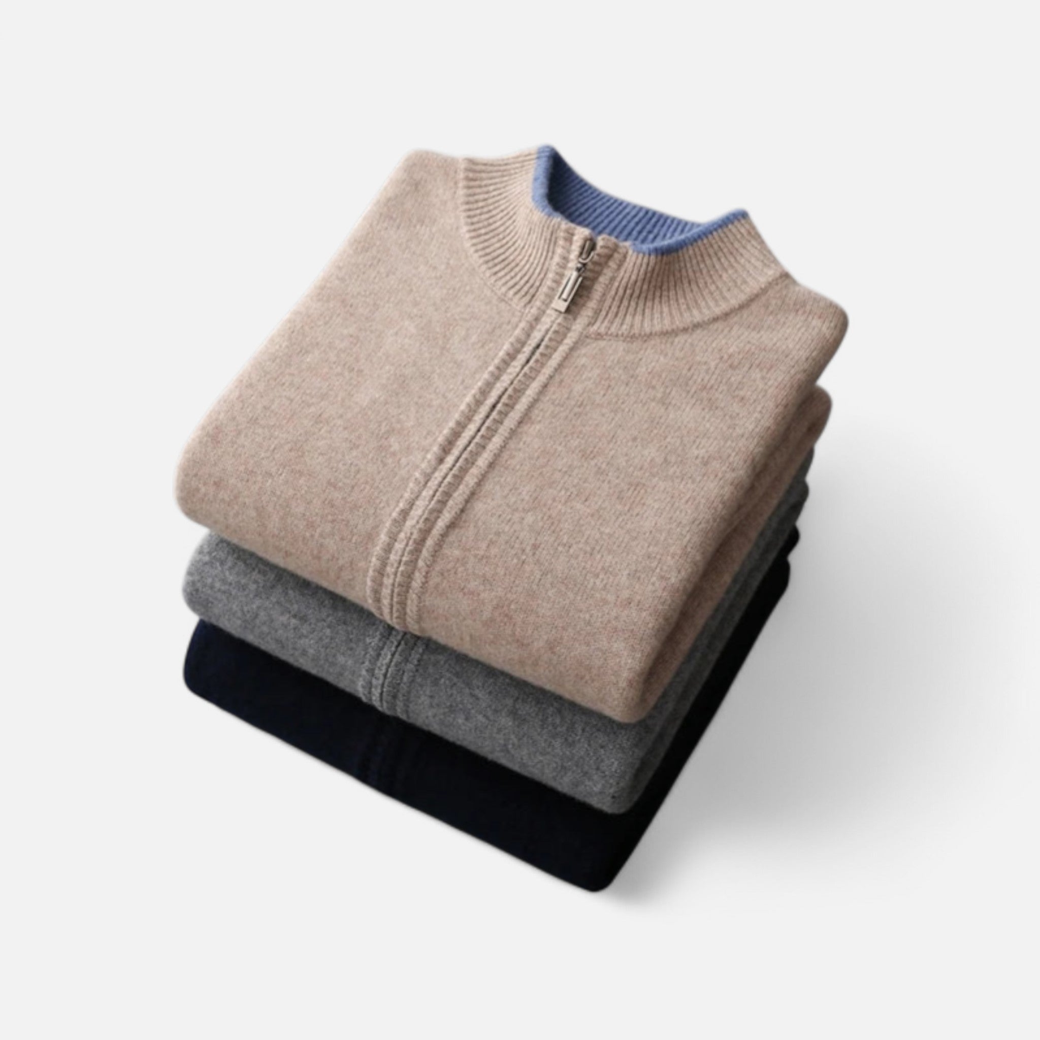 Cazadora Zip-Up Hombre en Cachemira Peinada Premium