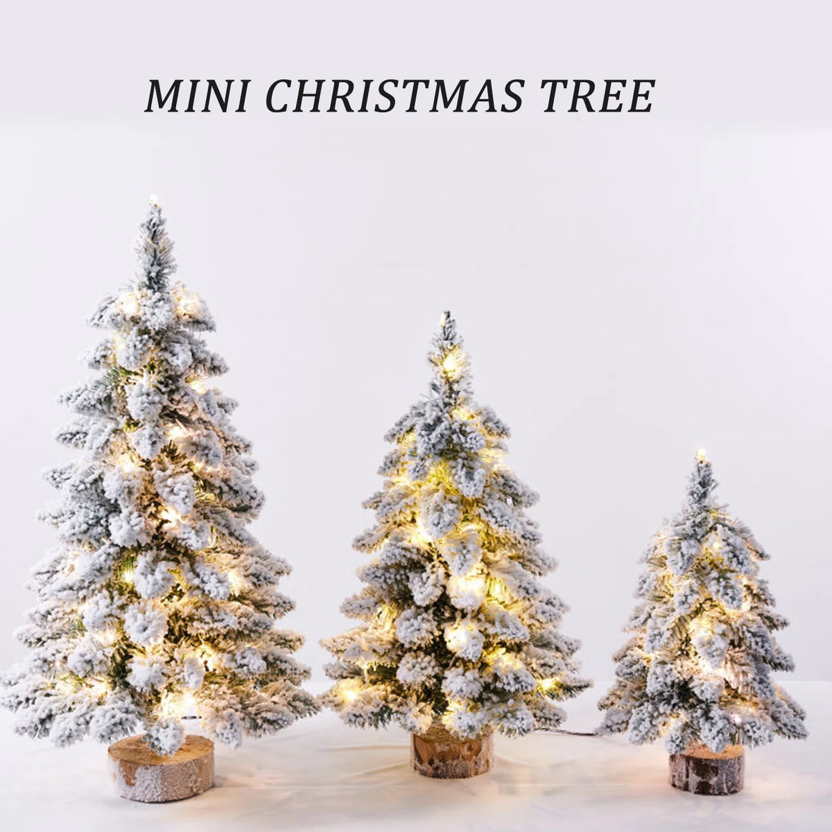 Árbol Decorativo de Mesa de 45 cm con Acabado Escarchado y Luces LED Opcionales