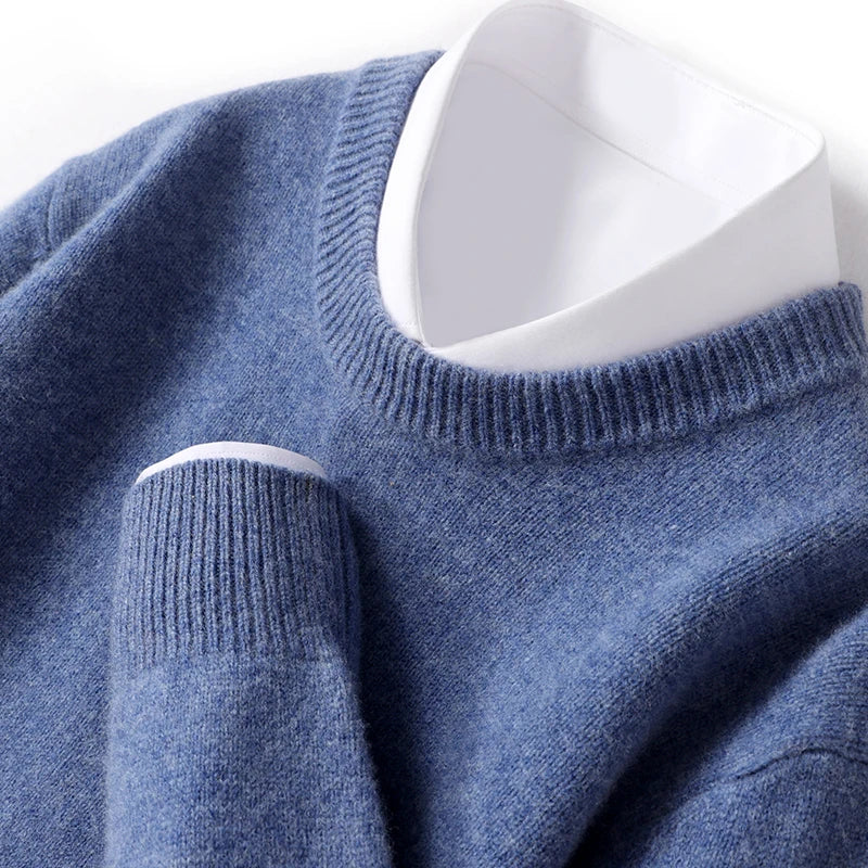 Jersey de Punto Fino para Hombre con Cuello Redondo y Ajuste Regular