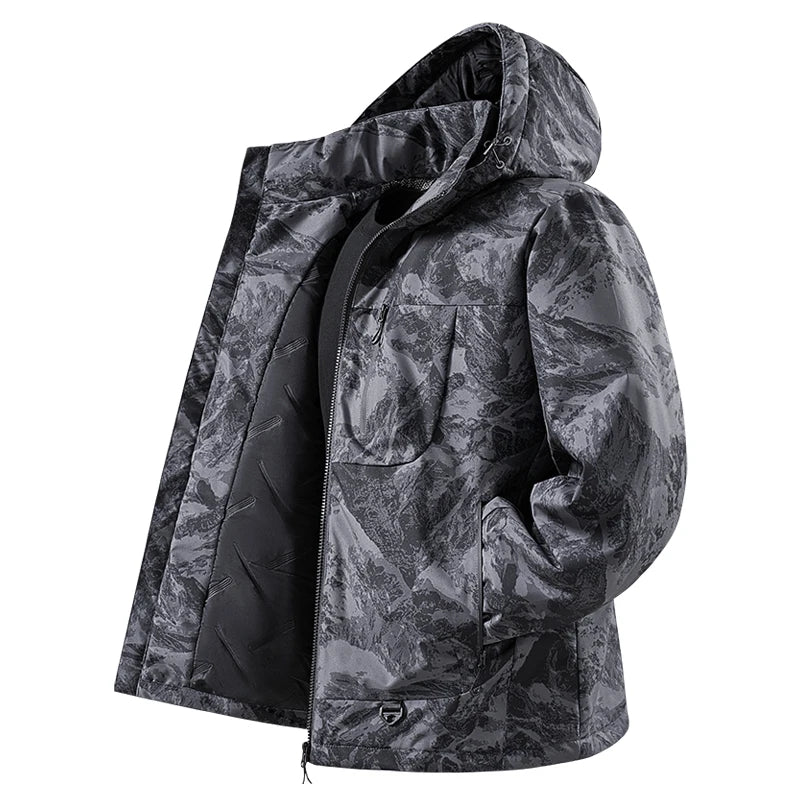 Chaqueta Cortavientos de Poliéster para Hombre con Forro de Grafeno y Capucha