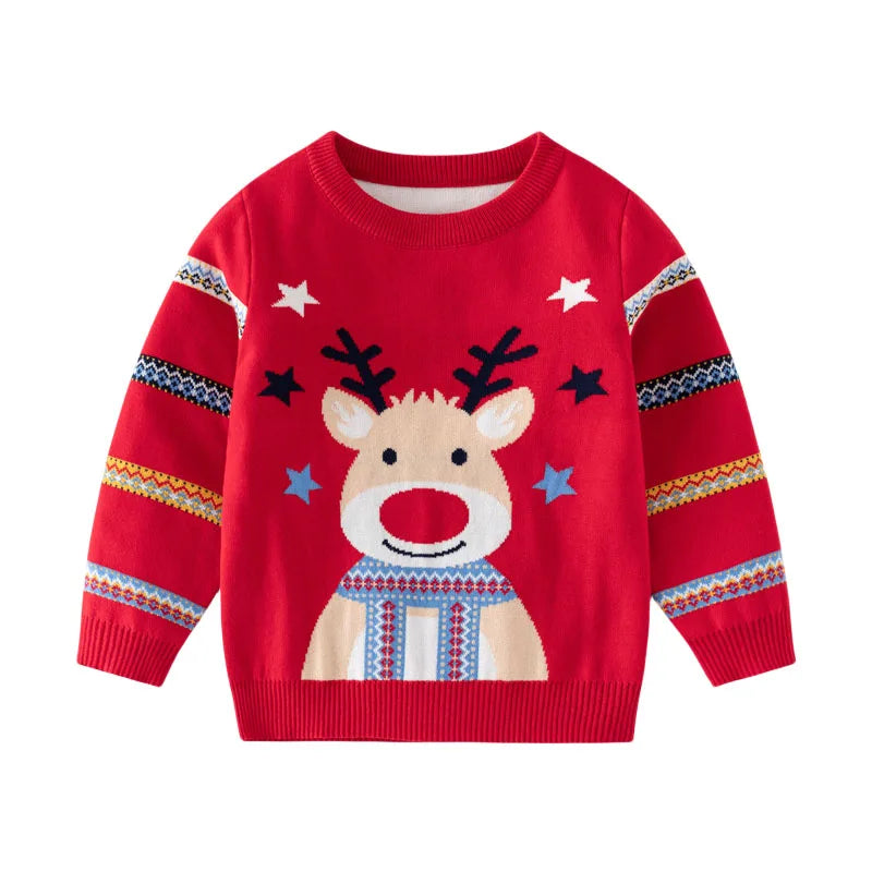 Pull de Noël unisexe pour enfant en coton et polyester à col rond