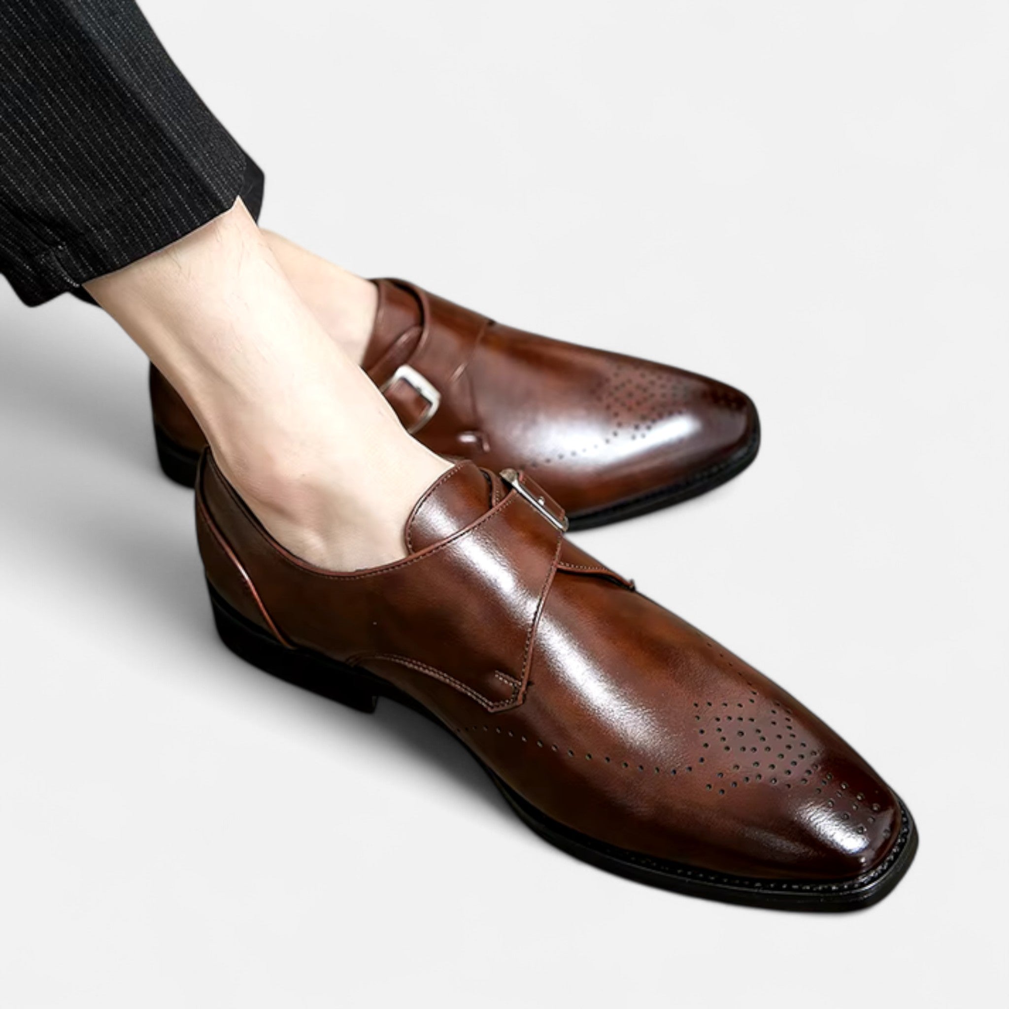 Zapatos Monk Strap Hombre Ashford Puntera Perforada