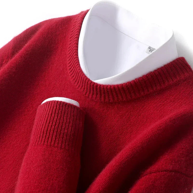 Jersey de Punto Fino para Hombre con Cuello Redondo y Ajuste Regular